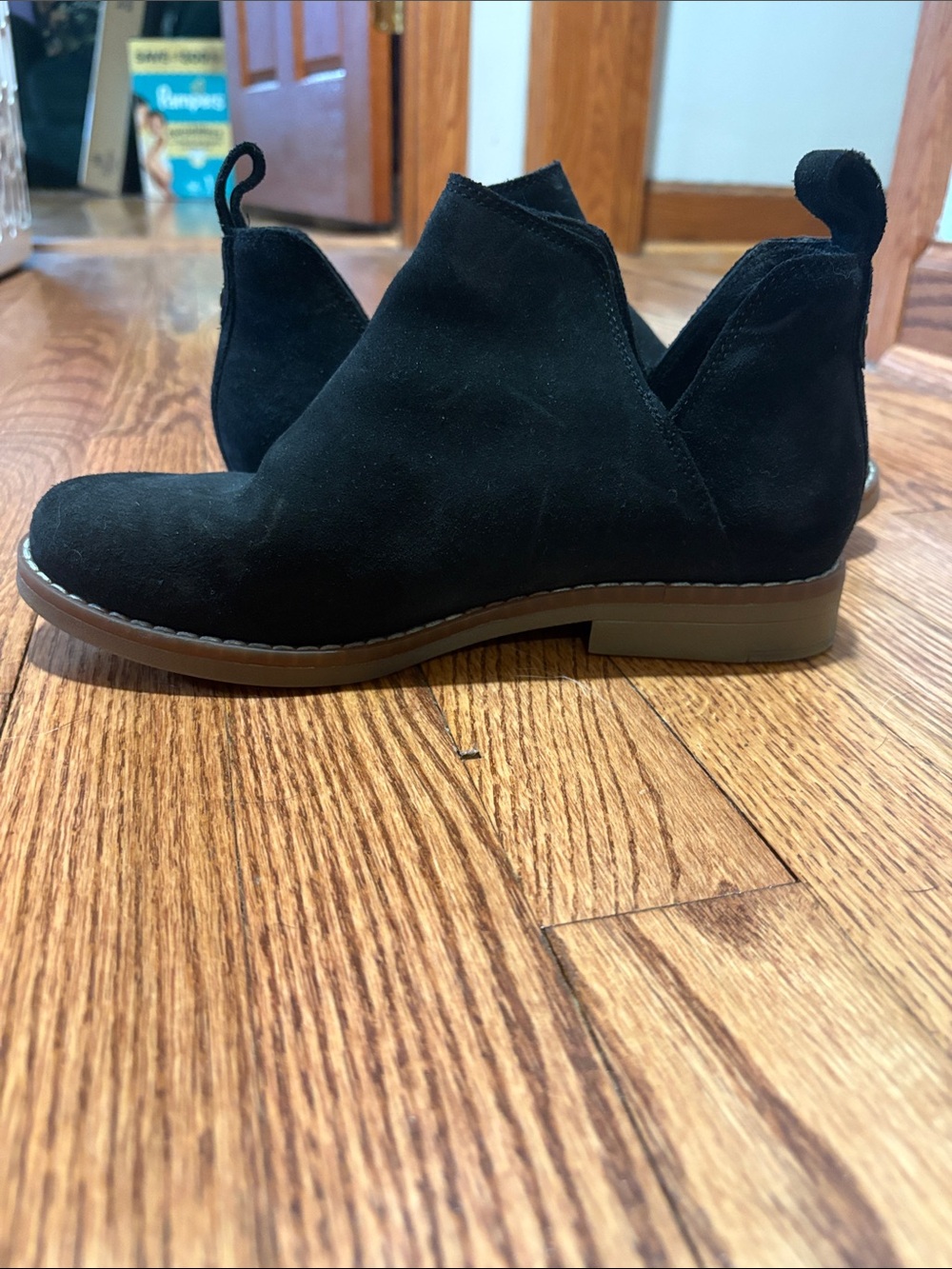 Hush Puppies Black Suede Cutout Chelsea Booties